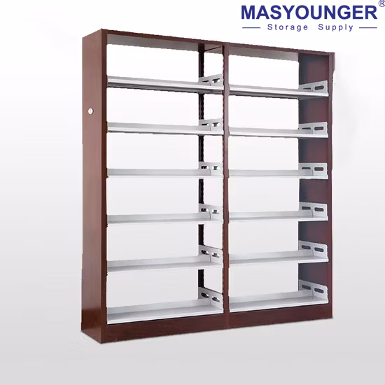 Double-Sided Steel-Wood Bookshelf for School/Library/Office