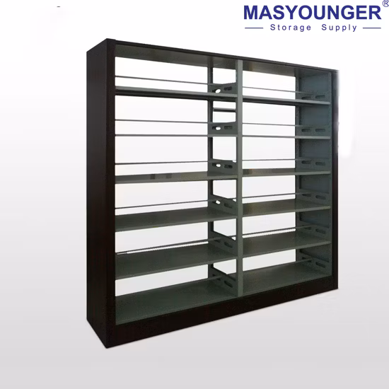Double-Sided Steel-Wood Bookshelf for School/Library/Office