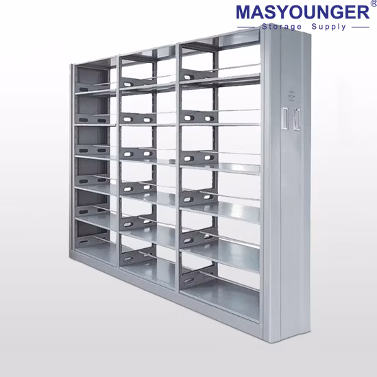 Double-Sided Steel-Wood Bookshelf for School/Library/Office
