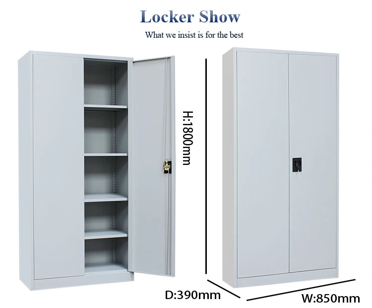 Home Office School Metal File Storage Cupboard Furniture Full Height Double Door Steel Filing Cabinet with Swing Door