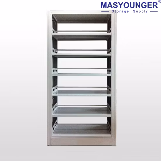 Double-Sided Steel-Wood Bookshelf for School/Library/Office