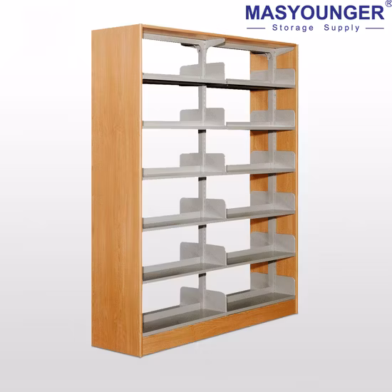 Double-Sided Steel-Wood Bookshelf for School/Library/Office
