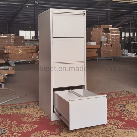 Mobili da ufficio Schedario verticale in metallo da scrivania Classificatore laterale a 4 cassetti in acciaio (grigio chiaro, bianco e nero)